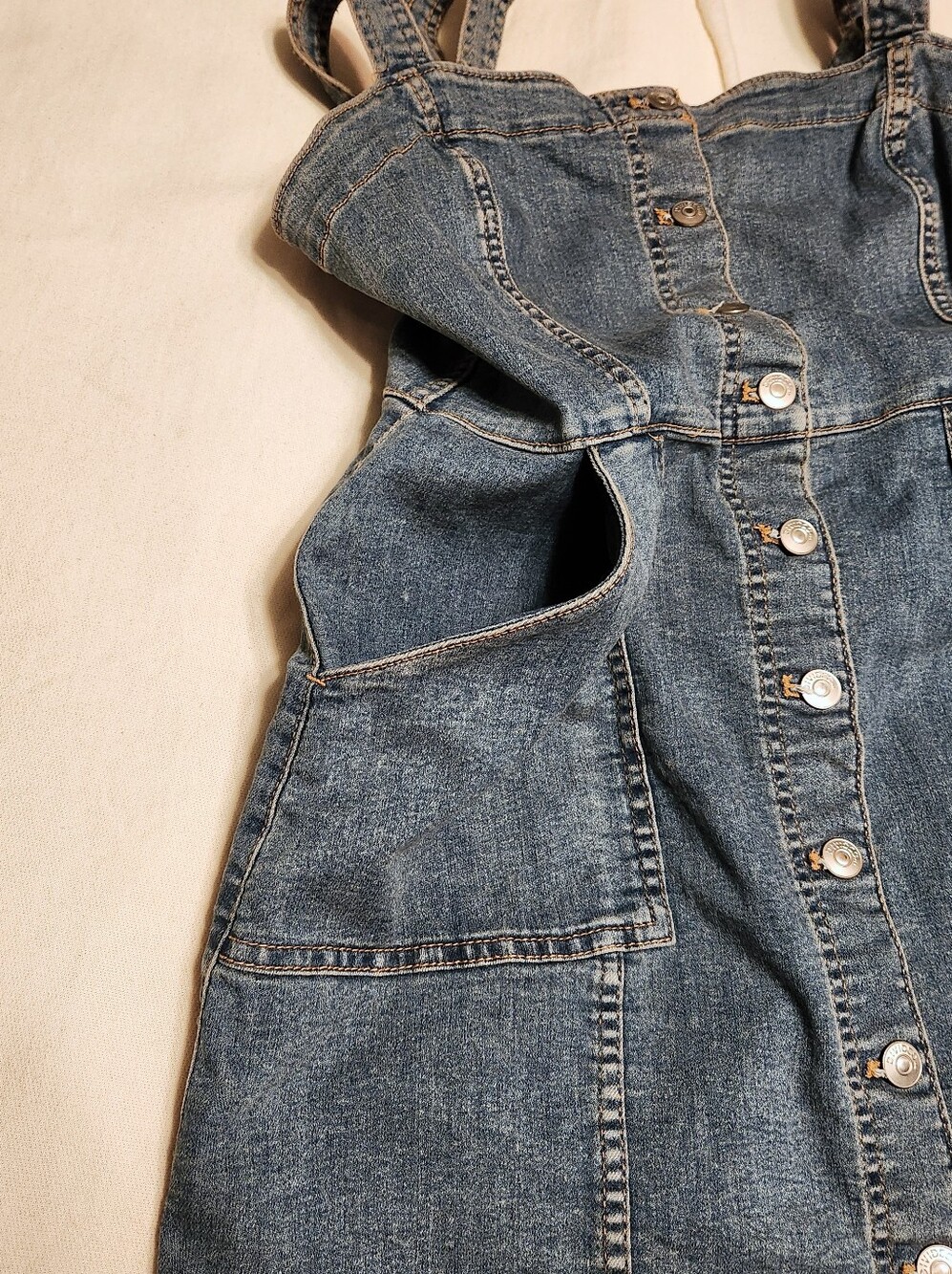 H&M Divided Denim Jumper Pinafore Dress Medium - Picture 8 of 10
